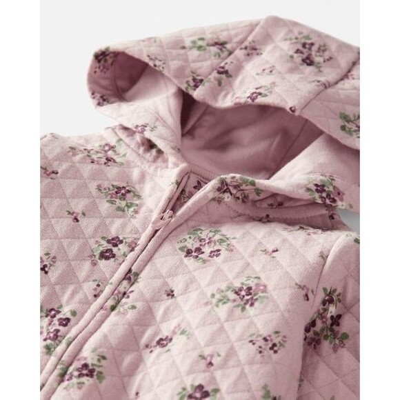 Baby Quilted Double Knit Floral Pram Made with Organic Cotton - Picture 2 of 4